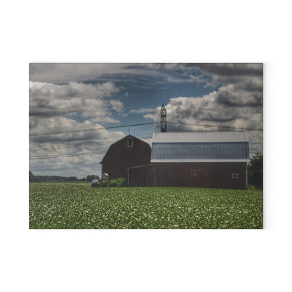 U R There Photography South Reese Road Reds Rustic Farmhouse Tempered-Glass Cutting Board