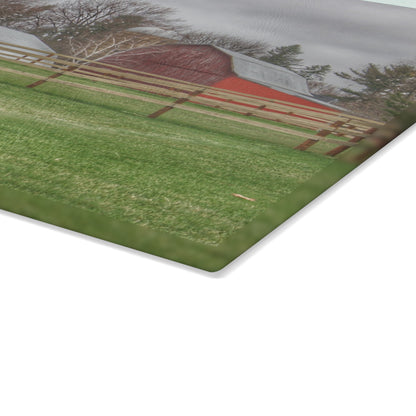 U R There Photography West Lake Road Farm I Rustic Farmhouse Tempered-Glass Cutting Board