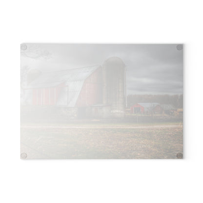 U R There Photography Slattery Roadside Red I Rustic Farmhouse Tempered-Glass Cutting Board
