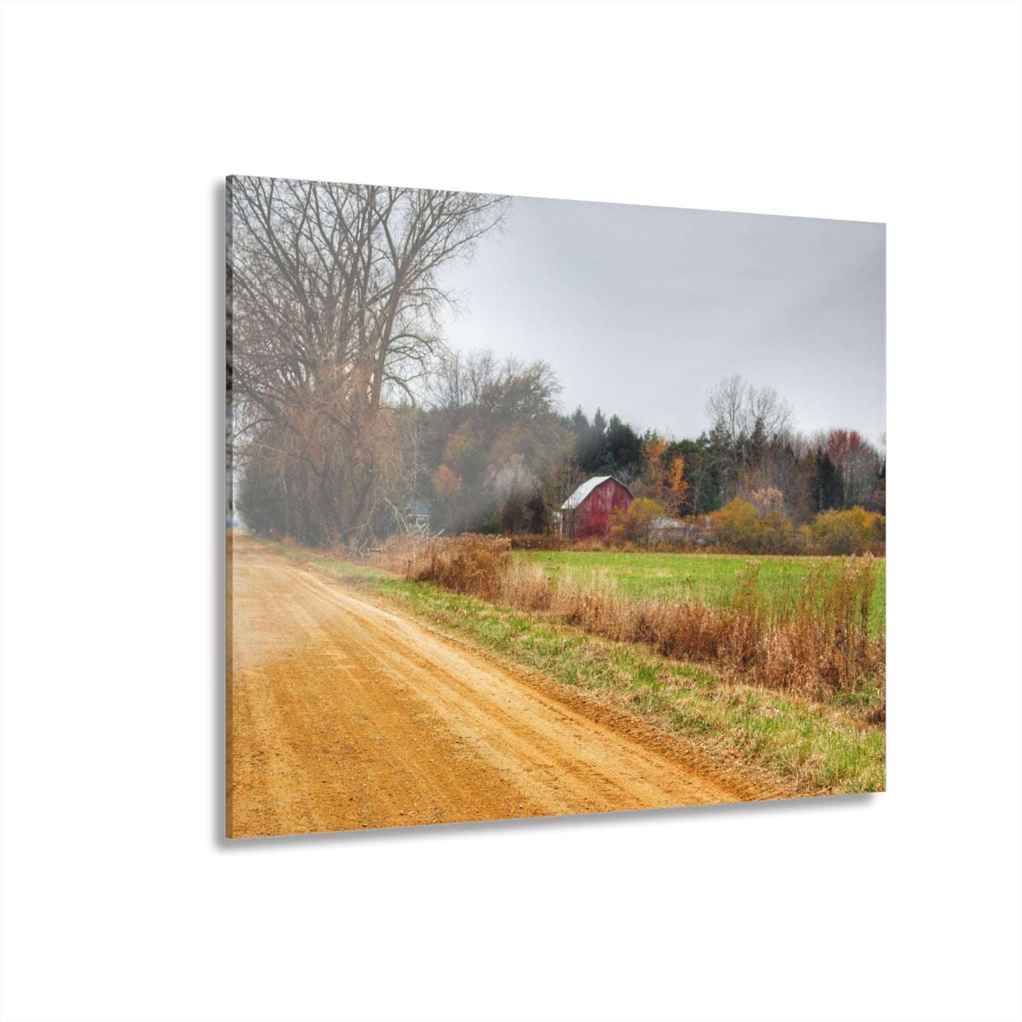 U R There Photography Stone Road Red Rustic Farmhouse Acrylic Wall Print
