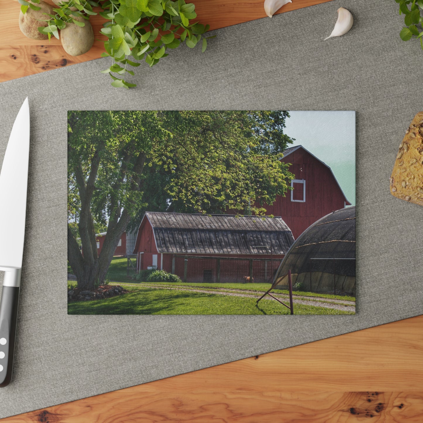 U R There Photography Hidden Reds Rustic Farmhouse Tempered-Glass Cutting Board