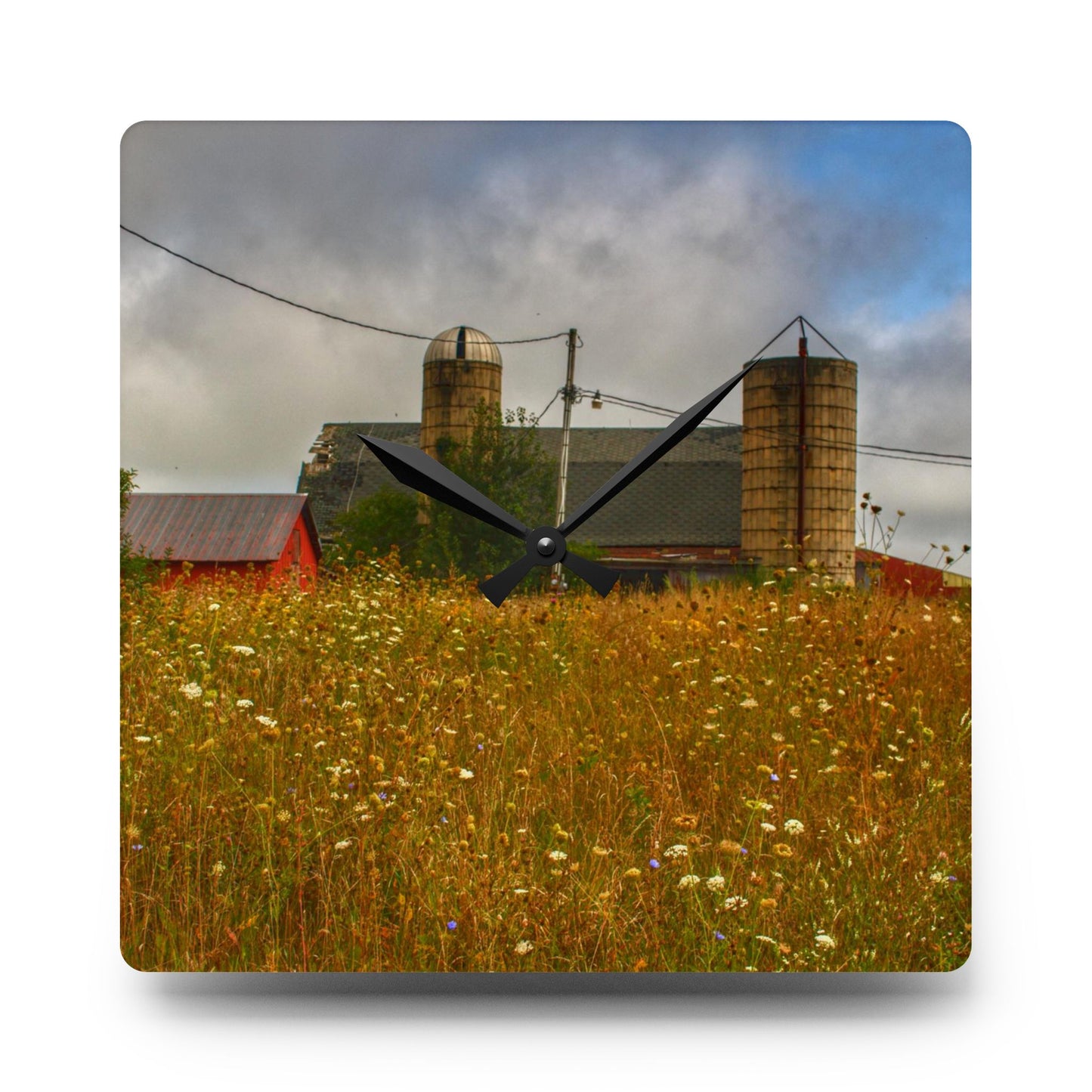 U R There Photography Brown Road Hidden Reds Rustic Farmhouse Acrylic Analog Wall Clock