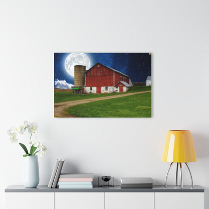 U R There Photography Fostoria Red in the Moonlight Rustic Farmhouse Acrylic Wall Print