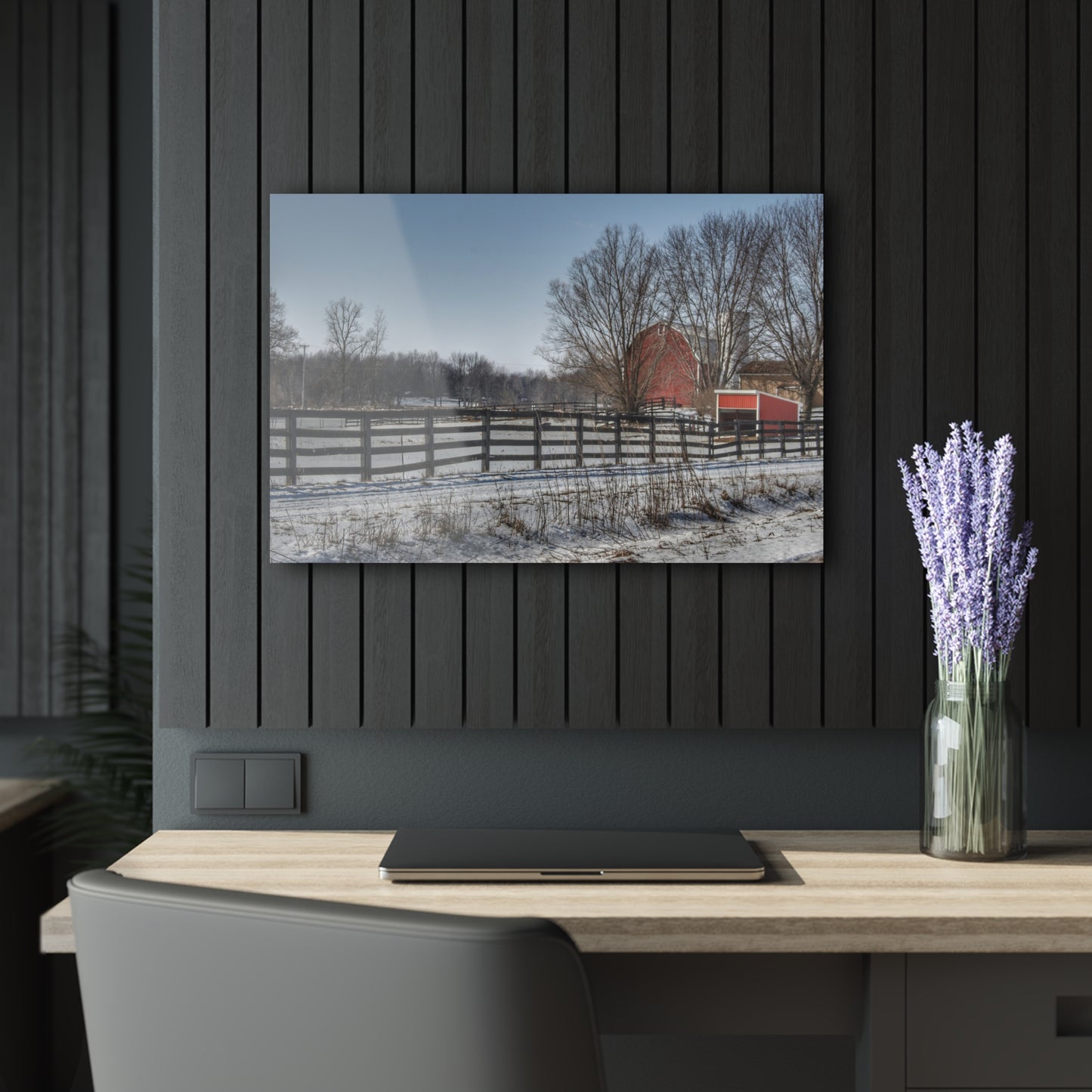 U R There Photography West Lake Road Red Rustic Farmhouse Acrylic Wall Print