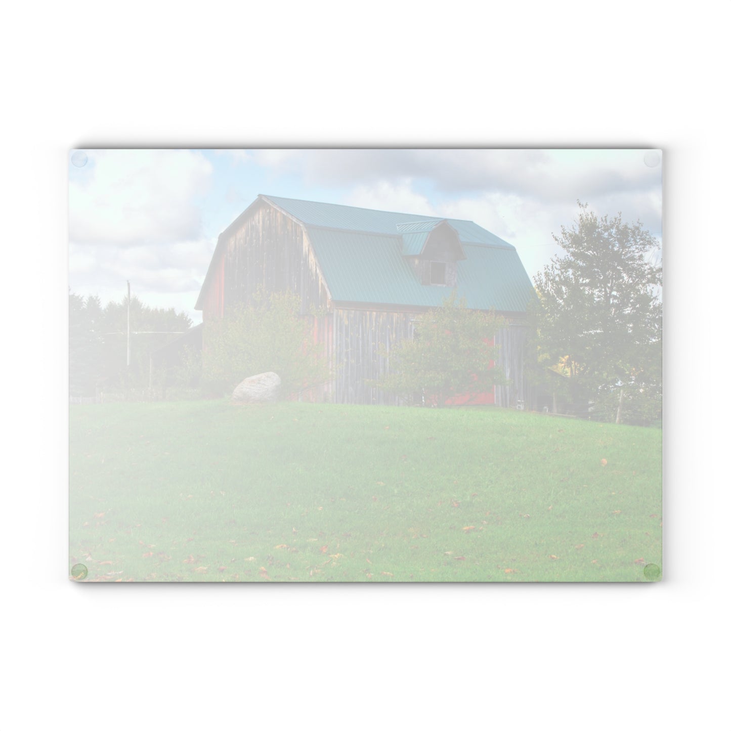 U R There Photography Frances Road Old Red II Rustic Farmhouse Tempered-Glass Cutting Board