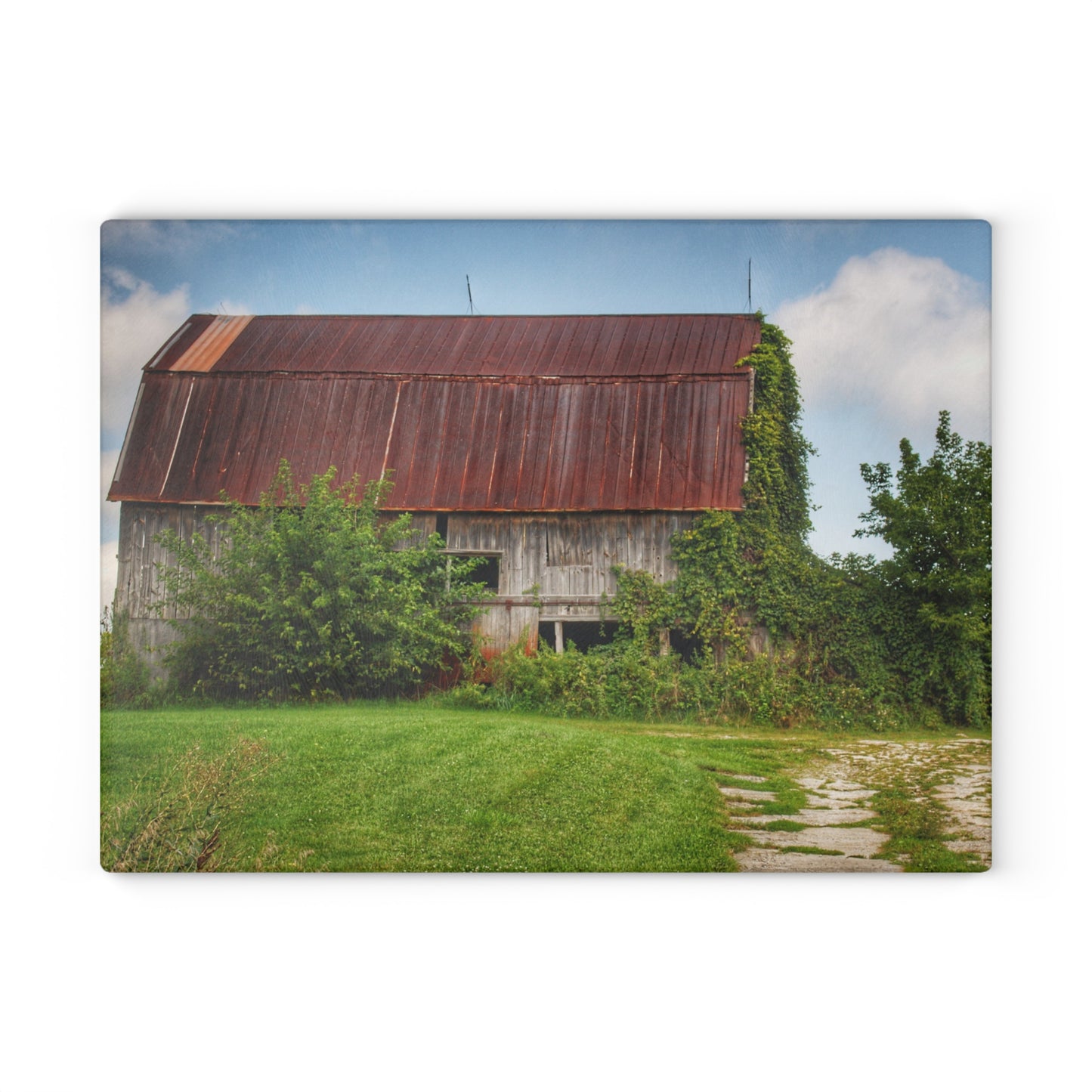 U R There Photography Grey Road Rusted I Rustic Farmhouse Tempered-Glass Cutting Board
