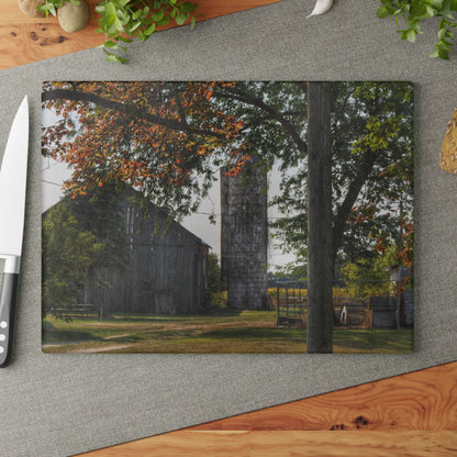U R There Photography Hidden Grey of Tuscola Rustic Farmhouse Tempered-Glass Cutting Board