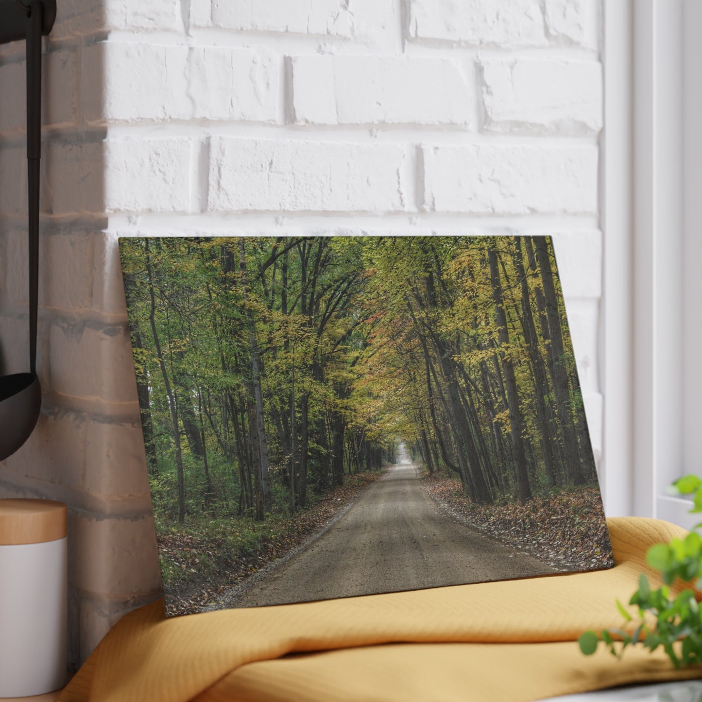 U R There Photography Country Roads in Dryden IV Rustic Farmhouse Tempered-Glass Cutting Board
