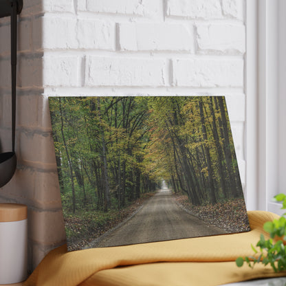 U R There Photography Country Roads in Dryden IV Rustic Farmhouse Tempered-Glass Cutting Board