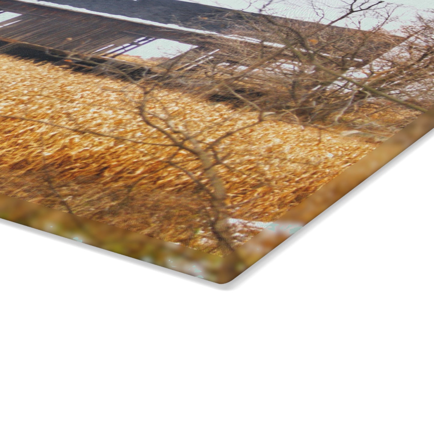 U R There Photography North Oxford Road Grey II Rustic Farmhouse Tempered-Glass Cutting Board