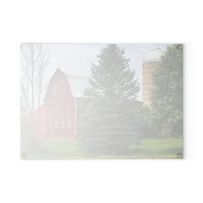 U R There Photography German Road Red I Rustic Farmhouse Tempered-Glass Cutting Board