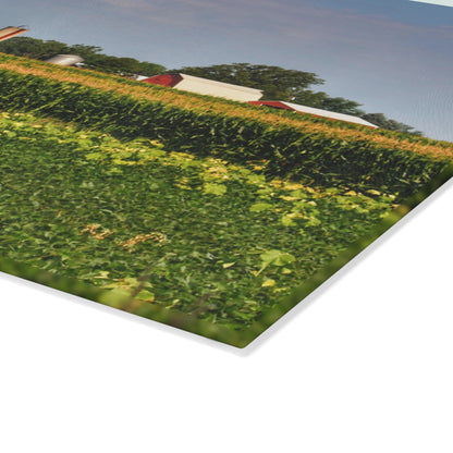 U R There Photography Across the Field in Clifford  Rustic Farmhouse Tempered-Glass Cutting Board