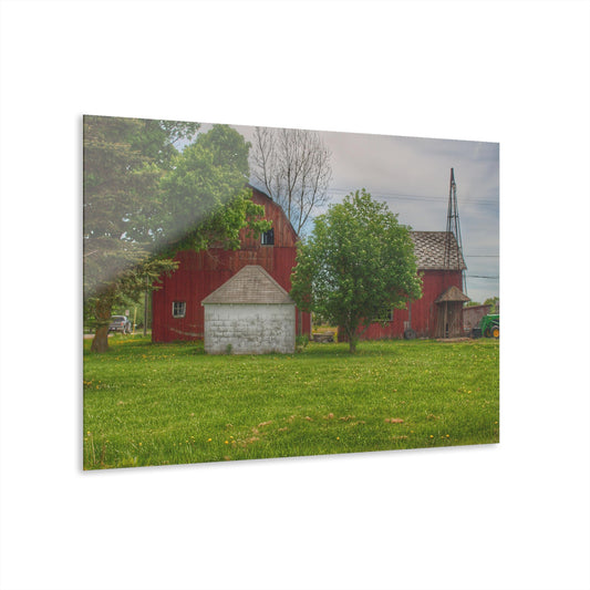 U R There Photography Roods Lake Road Red I Rustic Farmhouse Acrylic Wall Print