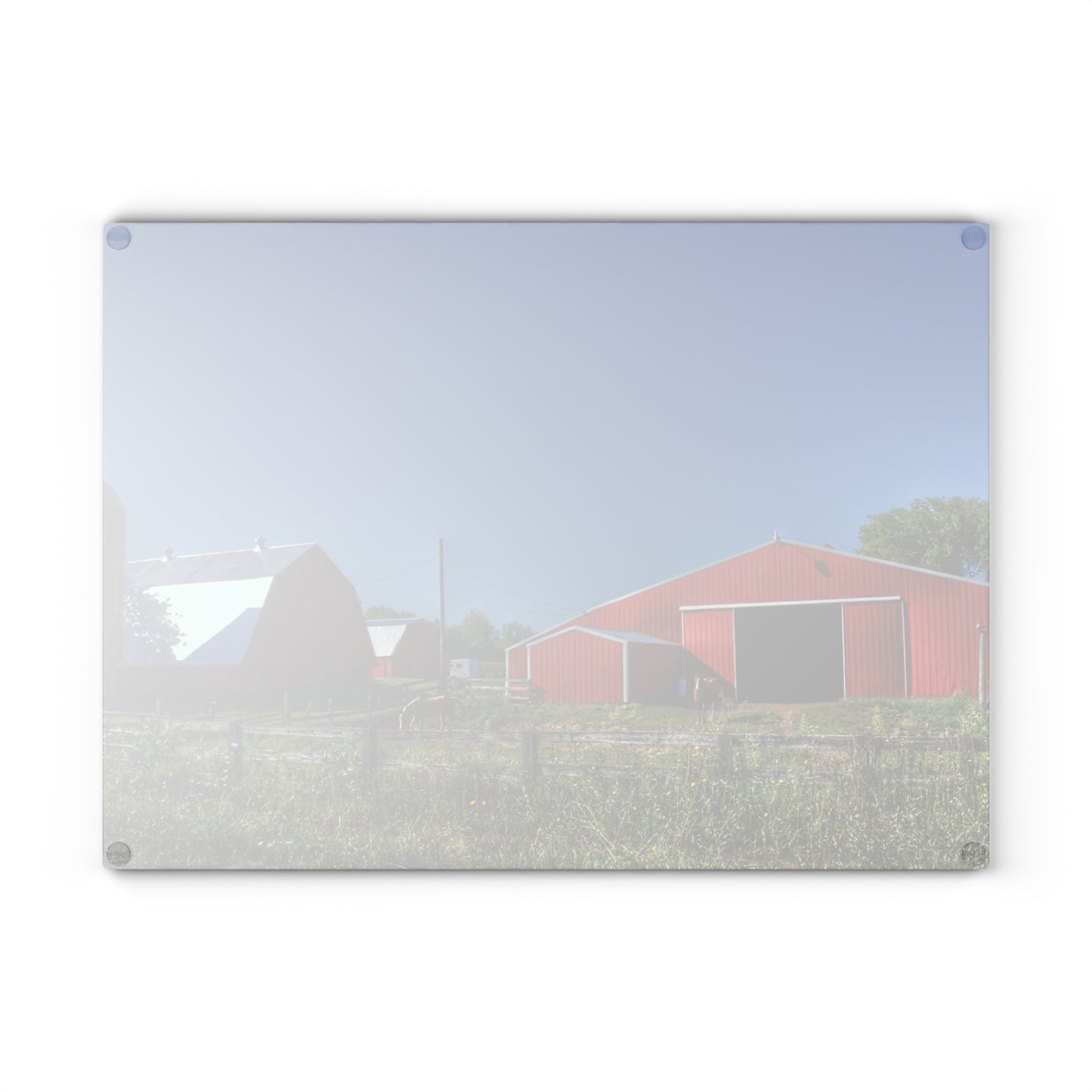U R There Photography Mount Morris Road Farm and Horse Rustic Farmhouse Tempered-Glass Cutting Board