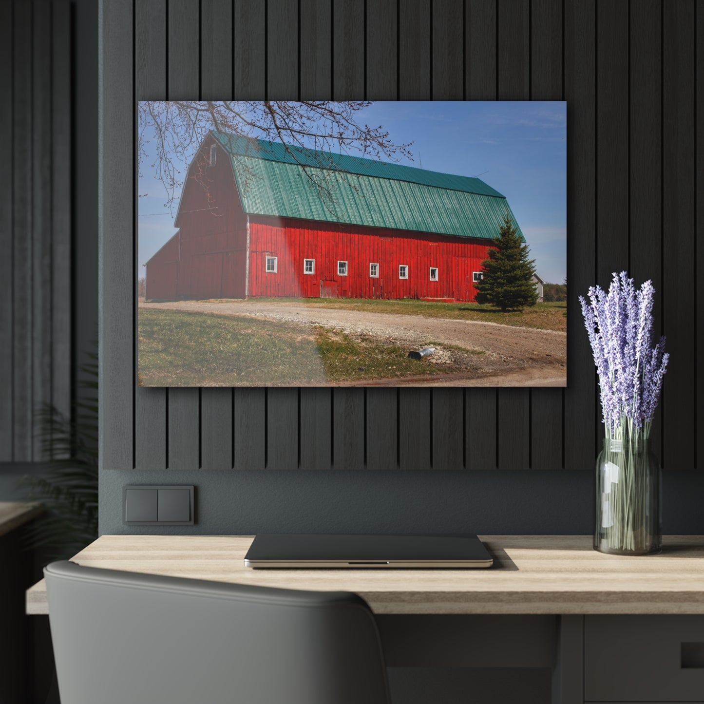 U R There Photography Perry Road Red Rustic Farmhouse Acrylic Wall Print