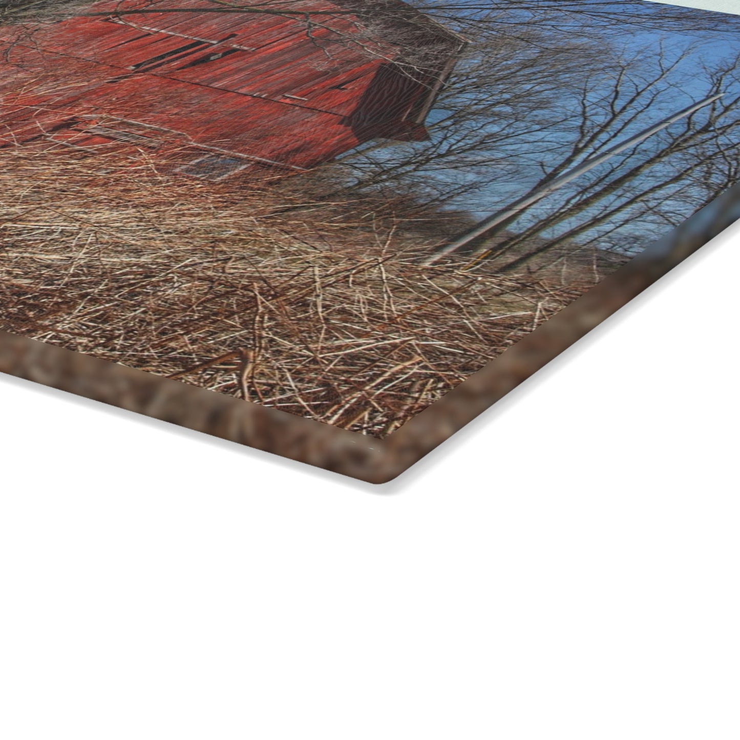 U R There Photography East Dodge Road Red Rustic Farmhouse Tempered-Glass Cutting Board