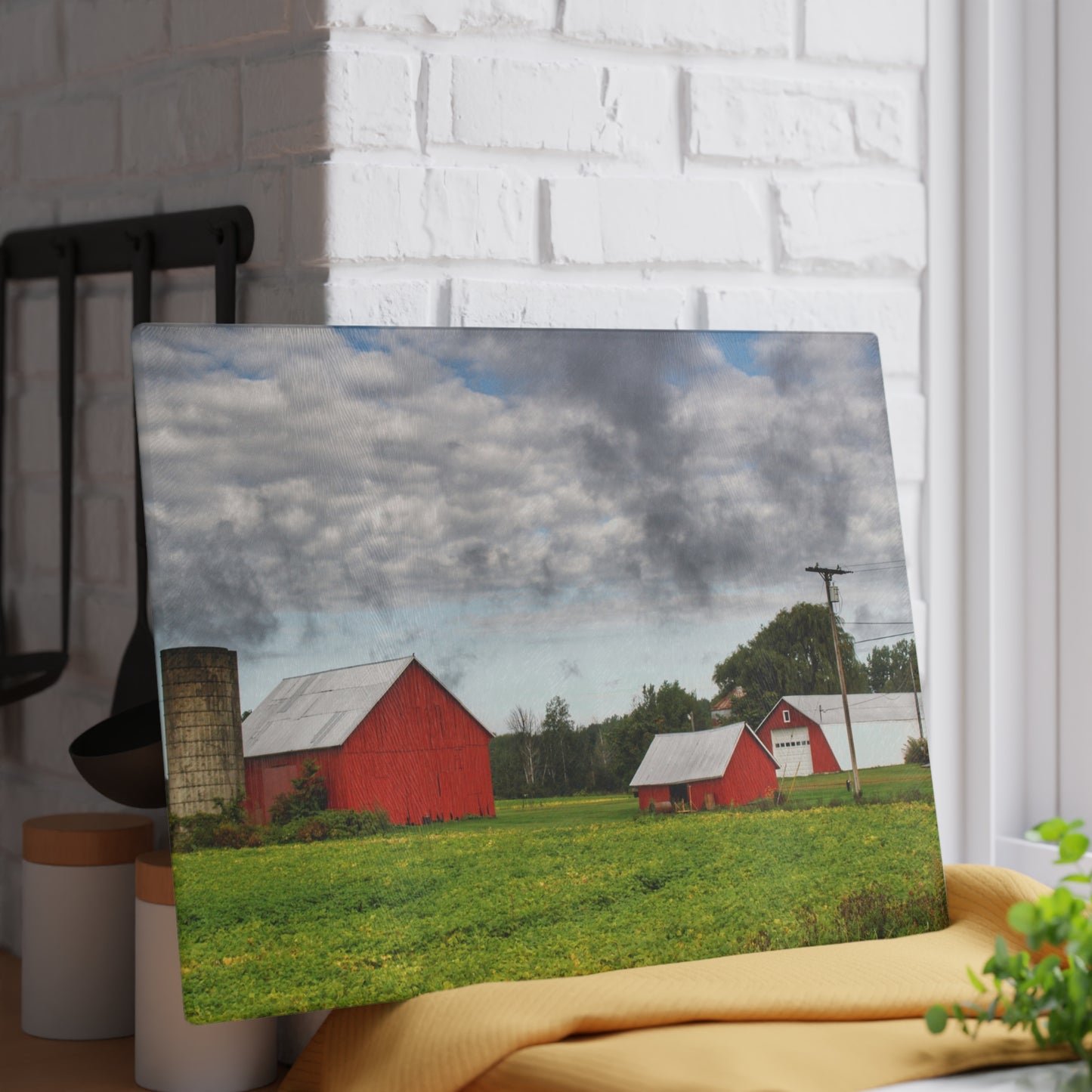 U R There Photography Kingston Road Trio III Rustic Farmhouse Tempered-Glass Cutting Board