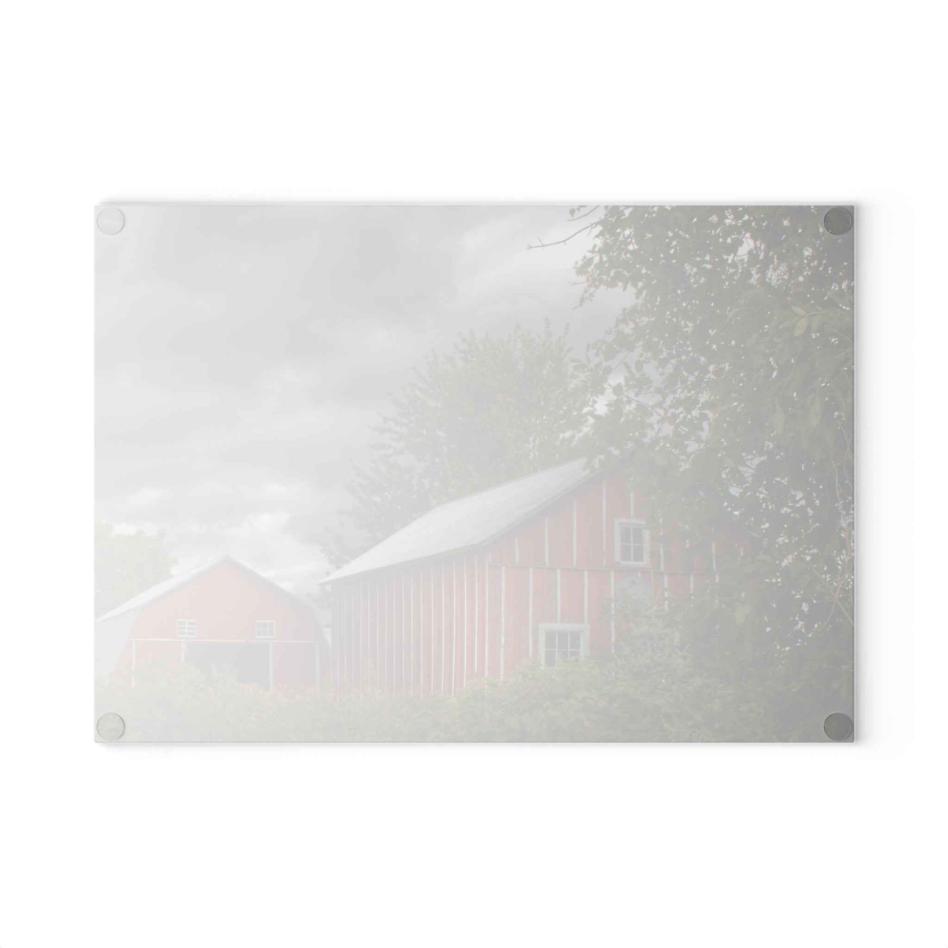U R There Photography Pinstripe Barn and Buddy I Rustic Farmhouse Tempered-Glass Cutting Board