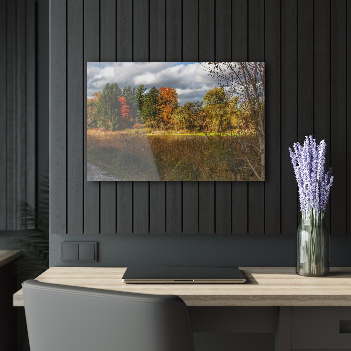 U R There Photography Fall Pond on Sutton Road Rustic Farmhouse Acrylic Wall Print