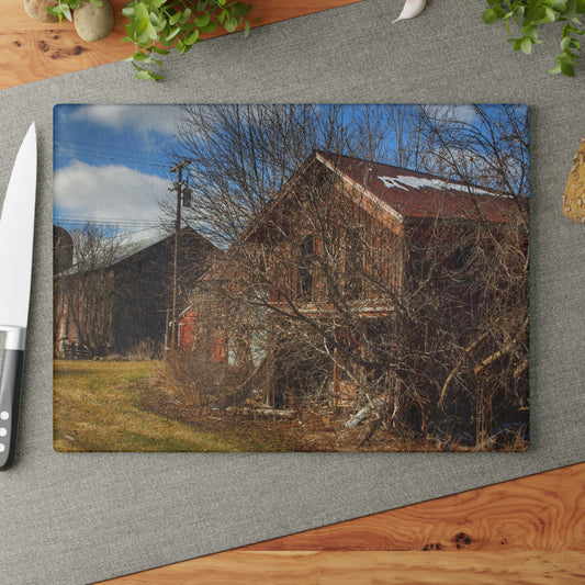 U R There Photography Buried Burnside Greys II Rustic Farmhouse Tempered-Glass Cutting Board