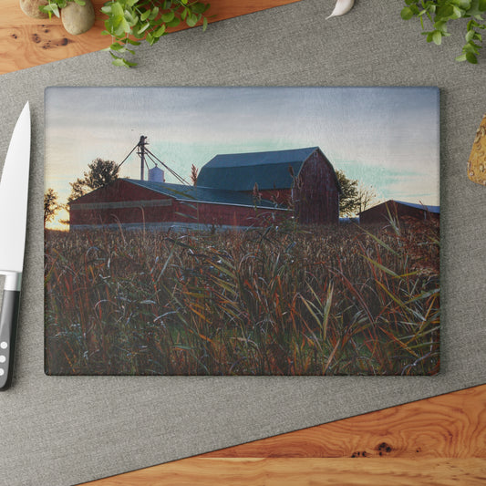 U R There Photography Haines Road Hidden Reds Rustic Farmhouse Tempered-Glass Cutting Board