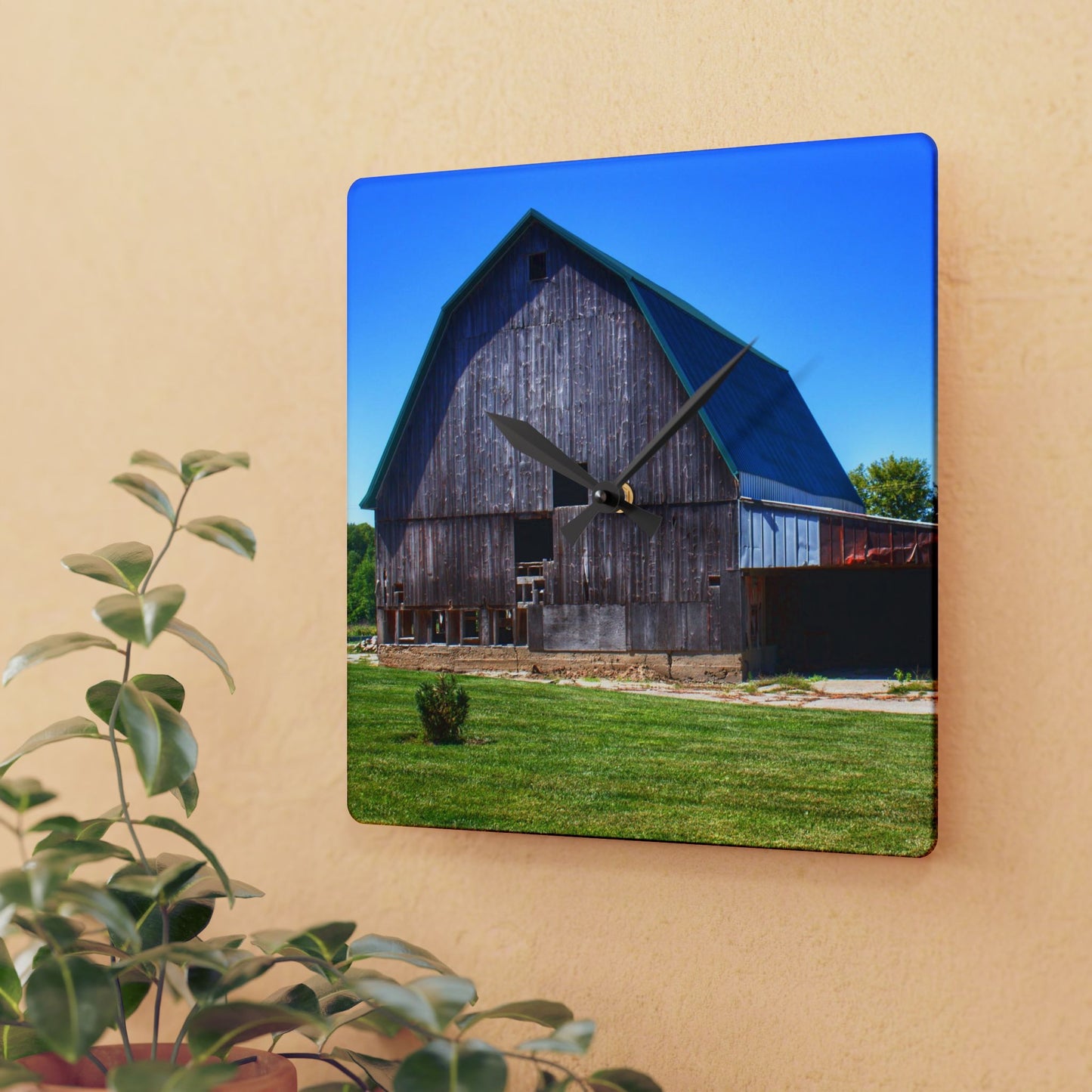 U R There Photography Bishop Grey I Rustic Farmhouse Acrylic Analog Wall Clock