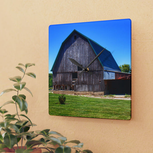 U R There Photography Bishop Grey I Rustic Farmhouse Acrylic Analog Wall Clock