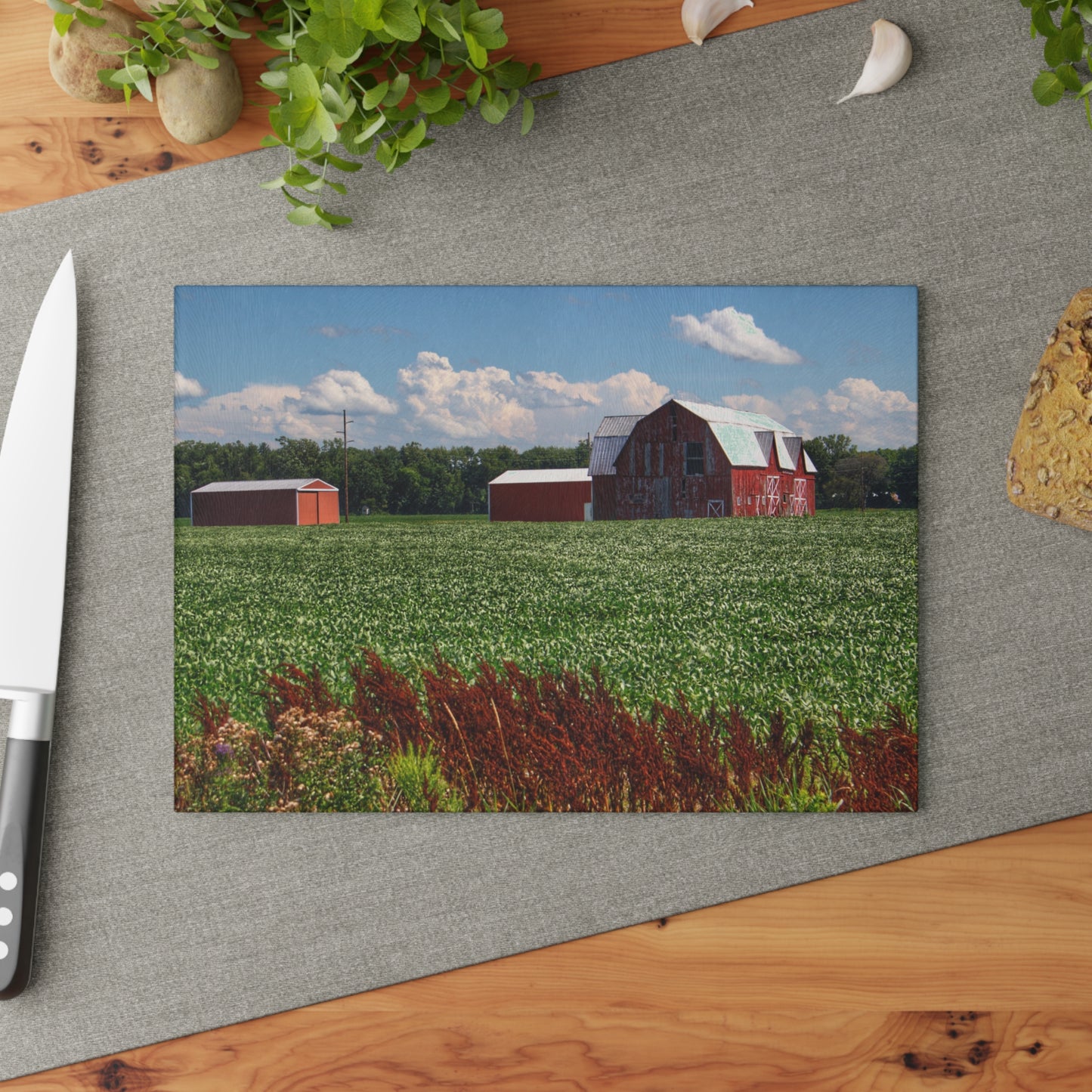 U R There Photography South Gera Road Red Rustic Farmhouse Tempered-Glass Cutting Board