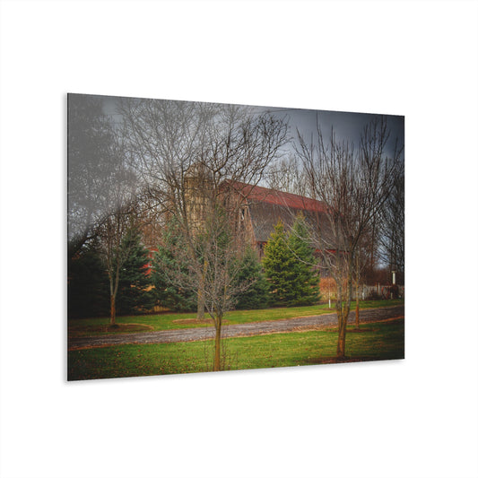 U R There Photography Rusted Red Beyond the Pines Rustic Farmhouse Acrylic Wall Print