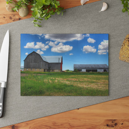 U R There Photography Cass City Elmwood Grey Rustic Farmhouse Tempered-Glass Cutting Board