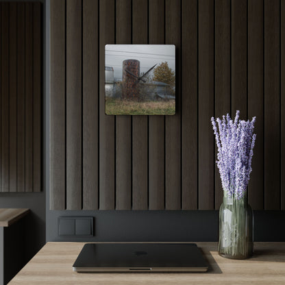 U R There Photography Bordman Road Grey Rustic Farmhouse Acrylic Analog Wall Clock