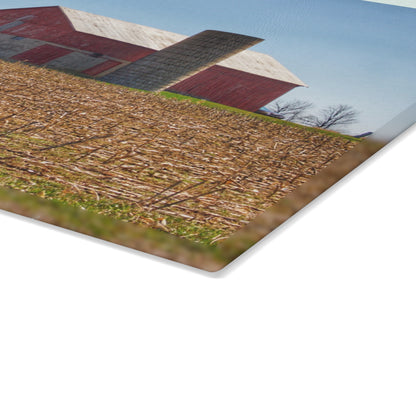 U R There Photography Lee Hill Road Block Red Rustic Farmhouse Tempered-Glass Cutting Board