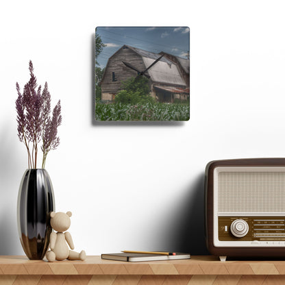 U R There Photography Murphy Lake Road Grey lI Rustic Farmhouse Acrylic Analog Wall Clock