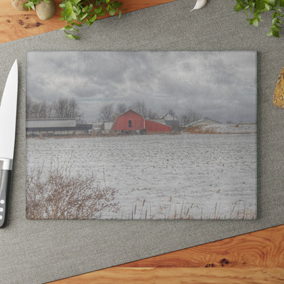 U R There Photography Maple Valley Road Red II Rustic Farmhouse Tempered-Glass Cutting Board