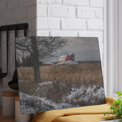 U R There Photography Edward Road Red Rustic Farmhouse Tempered-Glass Cutting Board