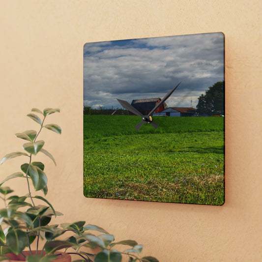 Rustic Farmhouse Wall Clock featuring Across the Field in Kingston