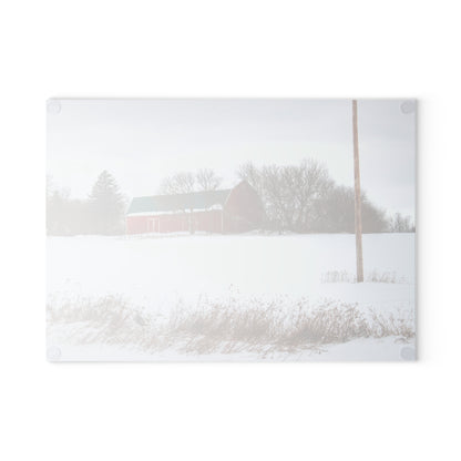 U R There Photography Five Lakes Hidden Red Rustic Farmhouse Tempered-Glass Cutting Board