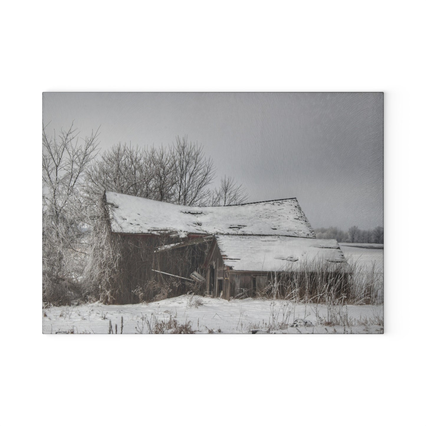 U R There Photography Grey Shacks of Mayville Rustic Farmhouse Tempered-Glass Cutting Board