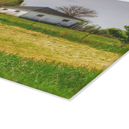 U R There Photography Colwood Hidden Red and Little White Rustic Farmhouse Tempered-Glass Cutting Board