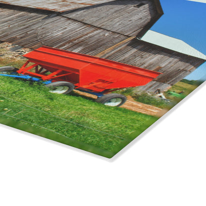 U R There Photography Kings Mill Grey Rustic Farmhouse Tempered-Glass Cutting Board