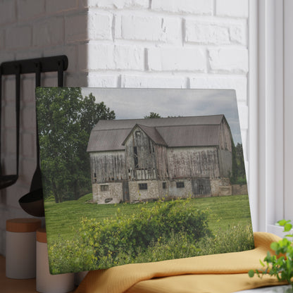 Dequindre Road Grey I Rustic Farmhouse Tempered-Glass Cutting Board