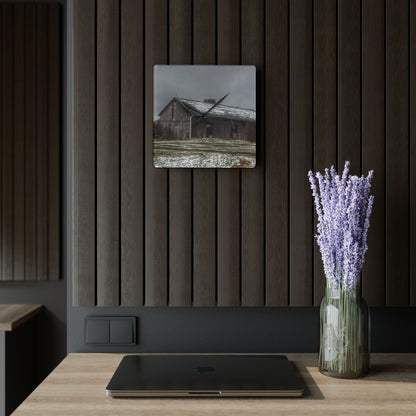 U R There Photography Wilder Road Grey in Spring Rustic Farmhouse Acrylic Analog Wall Clock