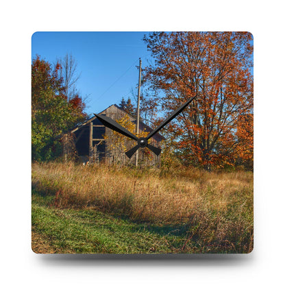 U R There Photography Clothier Road Grey Rustic Farmhouse Acrylic Analog Wall Clock