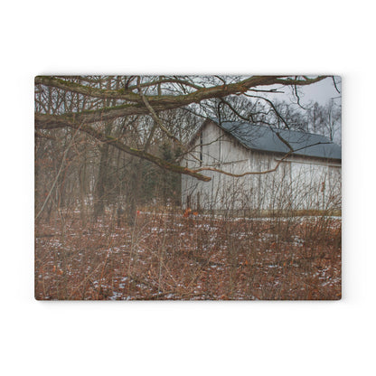 U R There Photography Norway Lake Road Hidden White Rustic Farmhouse Tempered-Glass Cutting Board