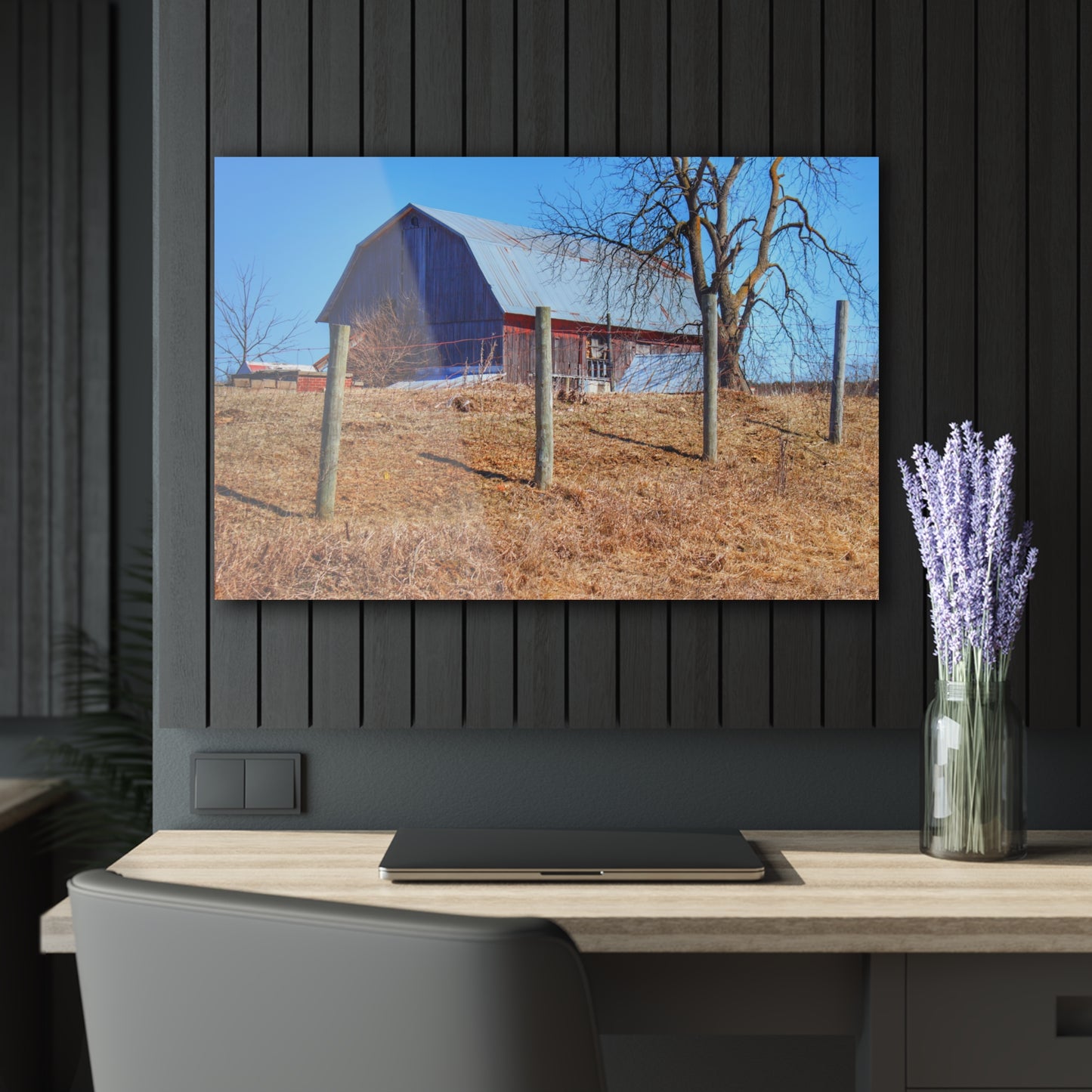 U R There Photography Marathon Haybarn on the Hill II Rustic Farmhouse Acrylic Wall Print