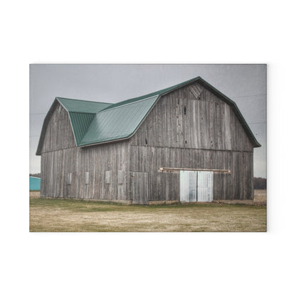 U R There Photography Loomis Road Grey Rustic Farmhouse Tempered-Glass Cutting Board