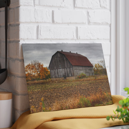 U R There Photography Sheridan Line Road Rusted Grey I Rustic Farmhouse Tempered-Glass Cutting Board 8"x 11"