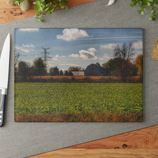 U R There Photography Wadsworth Road Grey Rustic Farmhouse Tempered-Glass Cutting Board
