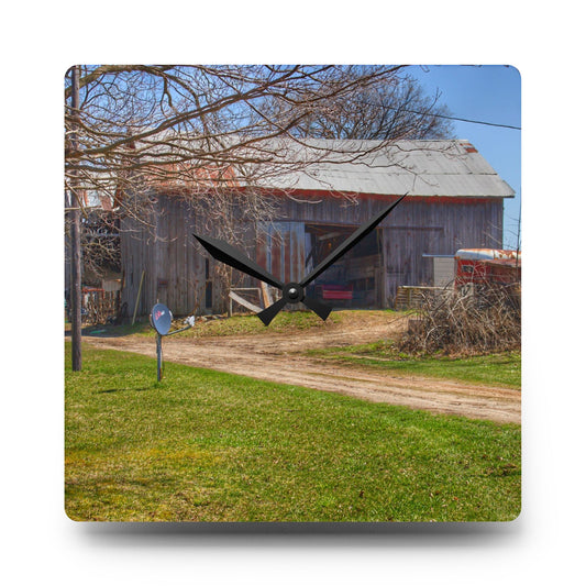 Lee Hill Greys Rustic Farmhouse Acrylic Analog Wall Clock 10.75'' × 10.75'' (Square)