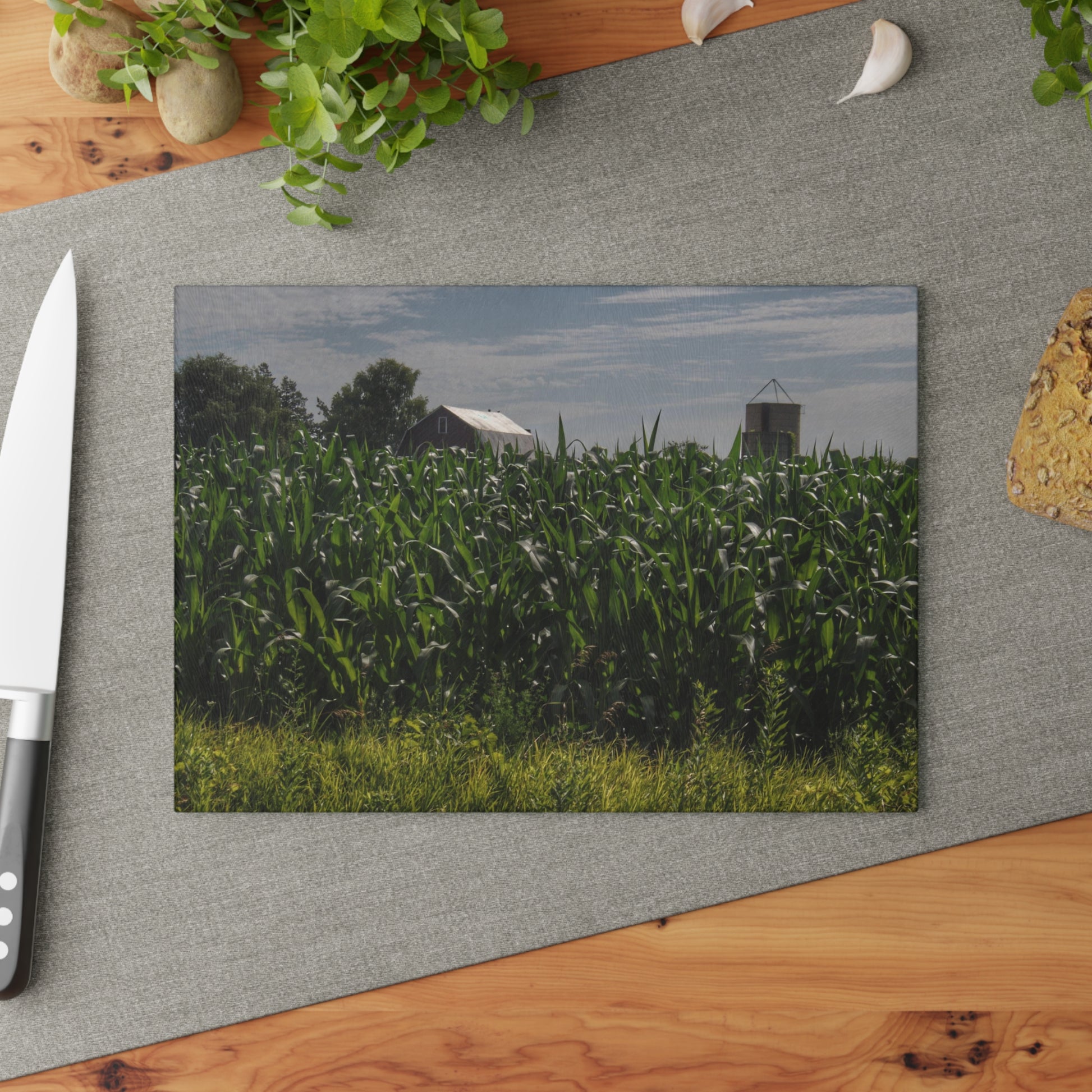 Rustic Farmhouse Cutting Board Featuring Above the Corn on Piersonville Road II